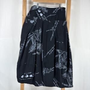 Comfy USA Black With Graphic Design & Pockets Long Skirt #1315 Size LARGE